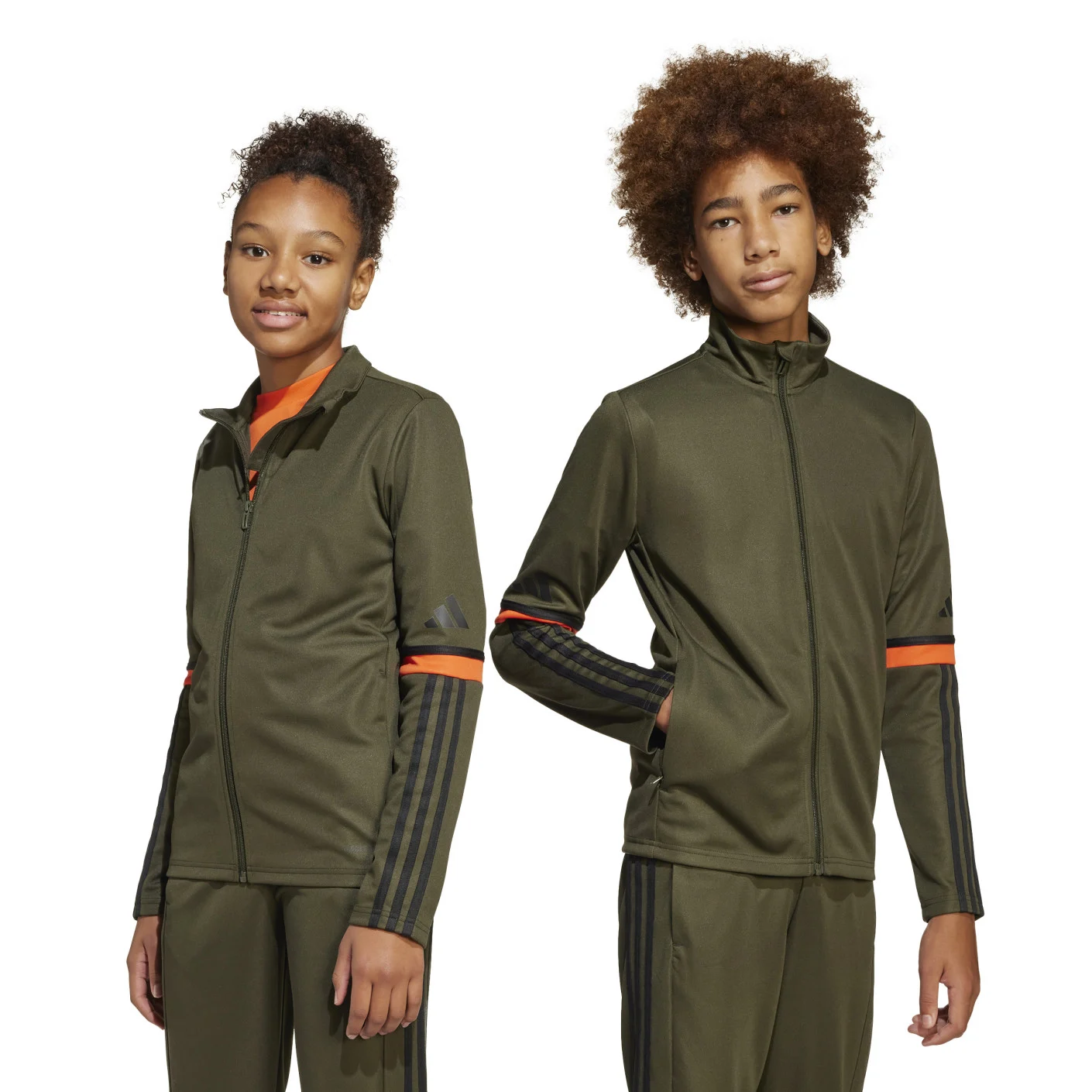 adidas Squadra 25 Trainingspak Full-Zip Kids Donkergroen Zwart Oranje