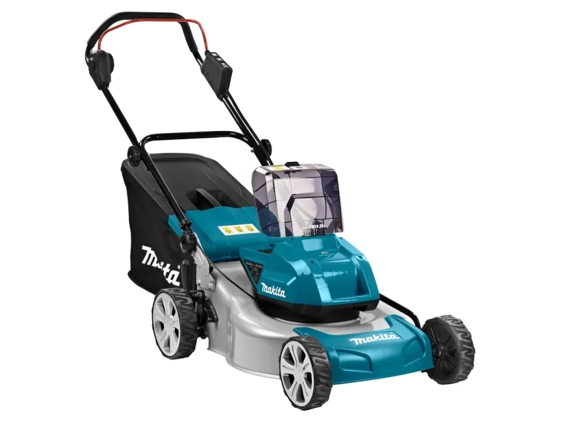 Makita Twin DLM460PT2 - Græsslåmaskine - ledningfri - 18 V - 5 Ah - 2 batterier - 2500-3300 opm - 46 cm - 25.3 kg