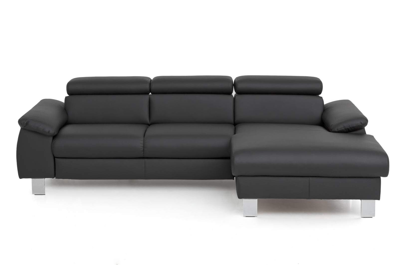 Ecksofa - schwarz - Kunstleder - Basismodell - Recamiere rechts