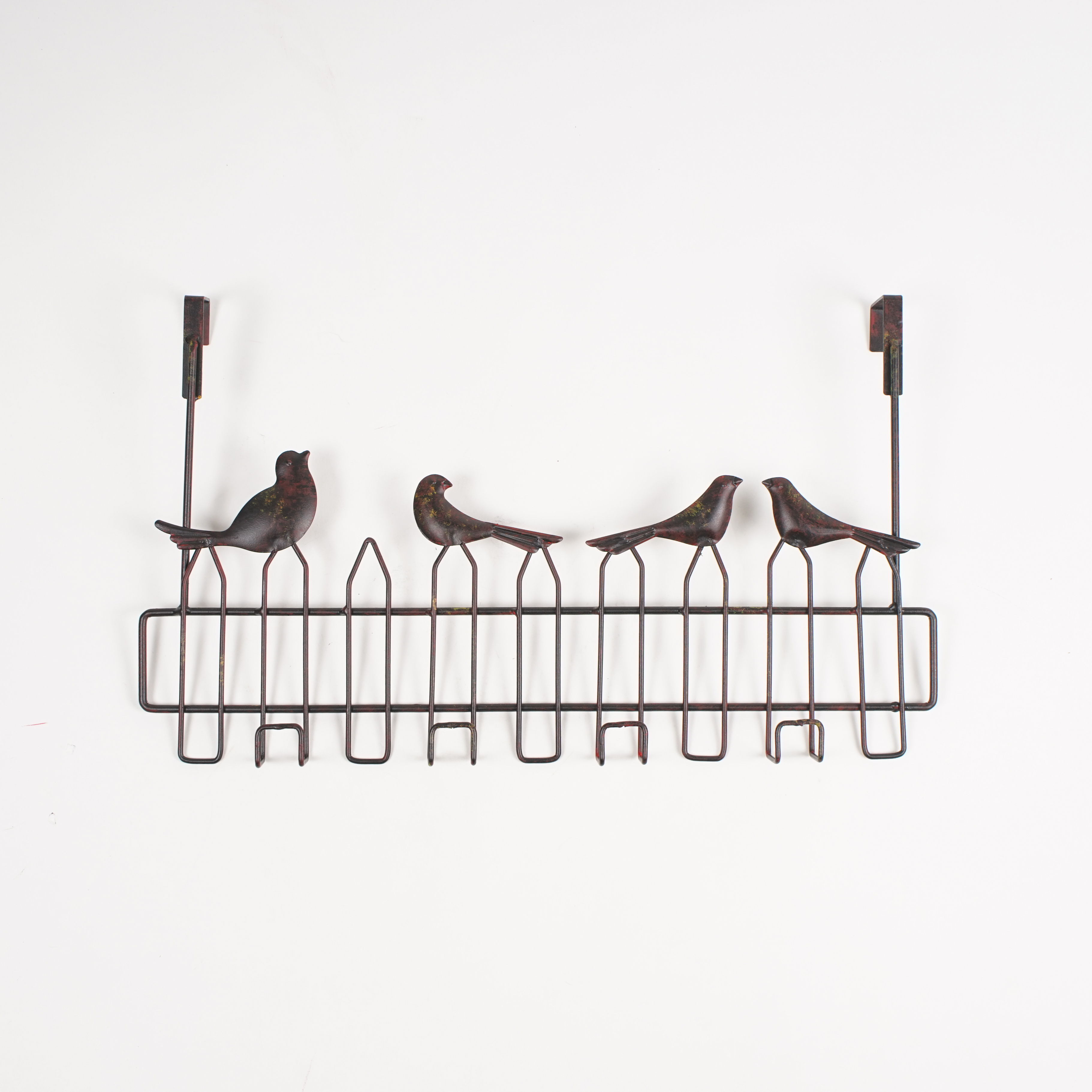 Türhakenleiste 'Les Merles', mit 4 Haken, rot, braun, B 48 cm, H 28 cm, L 10 cm von fischer's lagerhaus