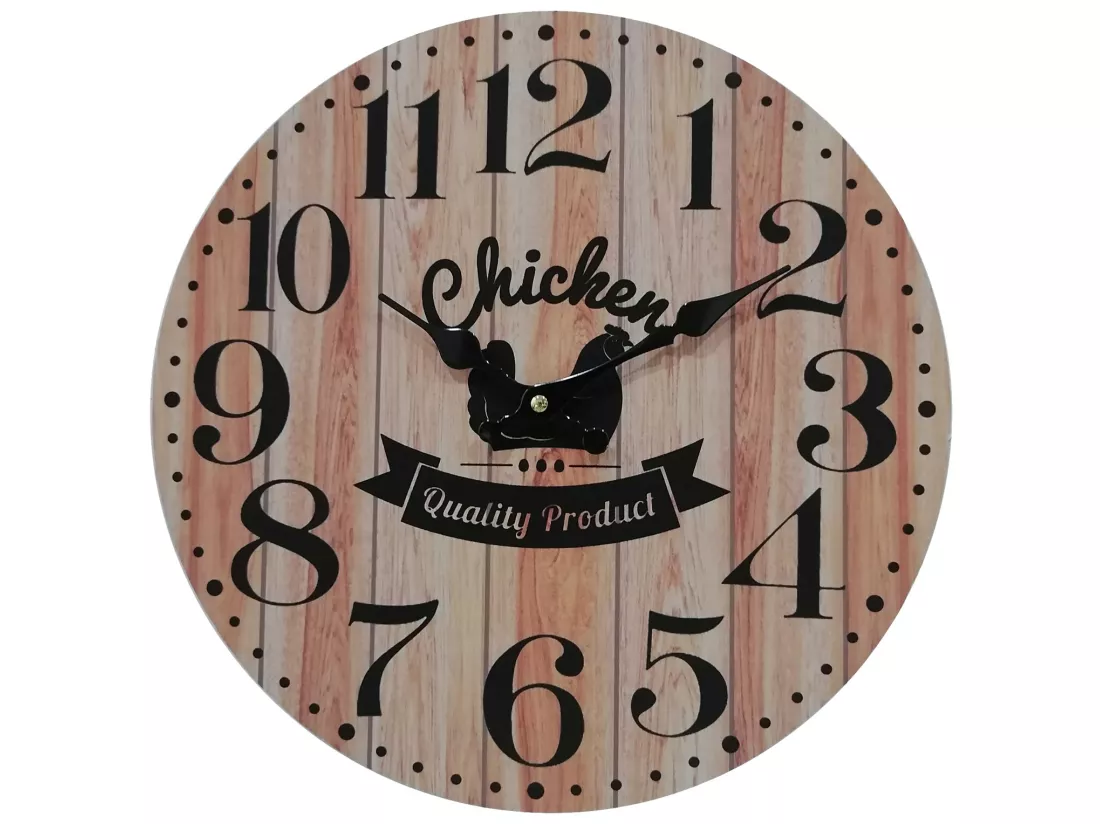 Horloge Murale de Cuisine Style Vintage Mdf Brun Noir Idée Cadeau