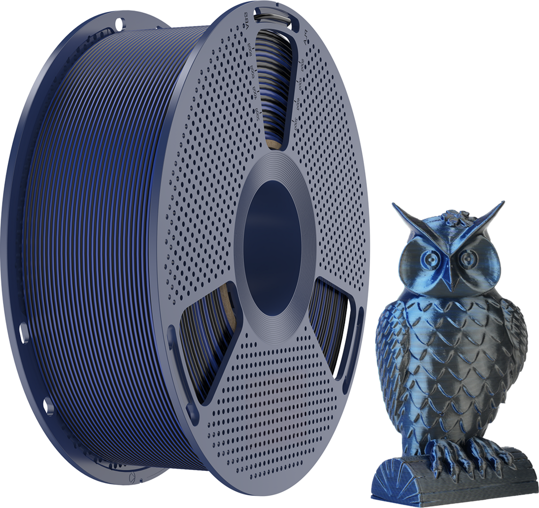 SUNLU  Silk PLA+ Dual Color Black Blue, 1,75 mm / 1000 g    Zweifärbiges PLA Material mit glänzendem Finish