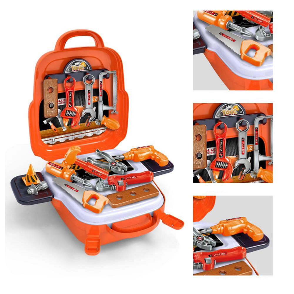 (22-tlg. Set) Kinder Werkzeug Koffer Handwerker Tool Zubehör Lern Spielset - Orange