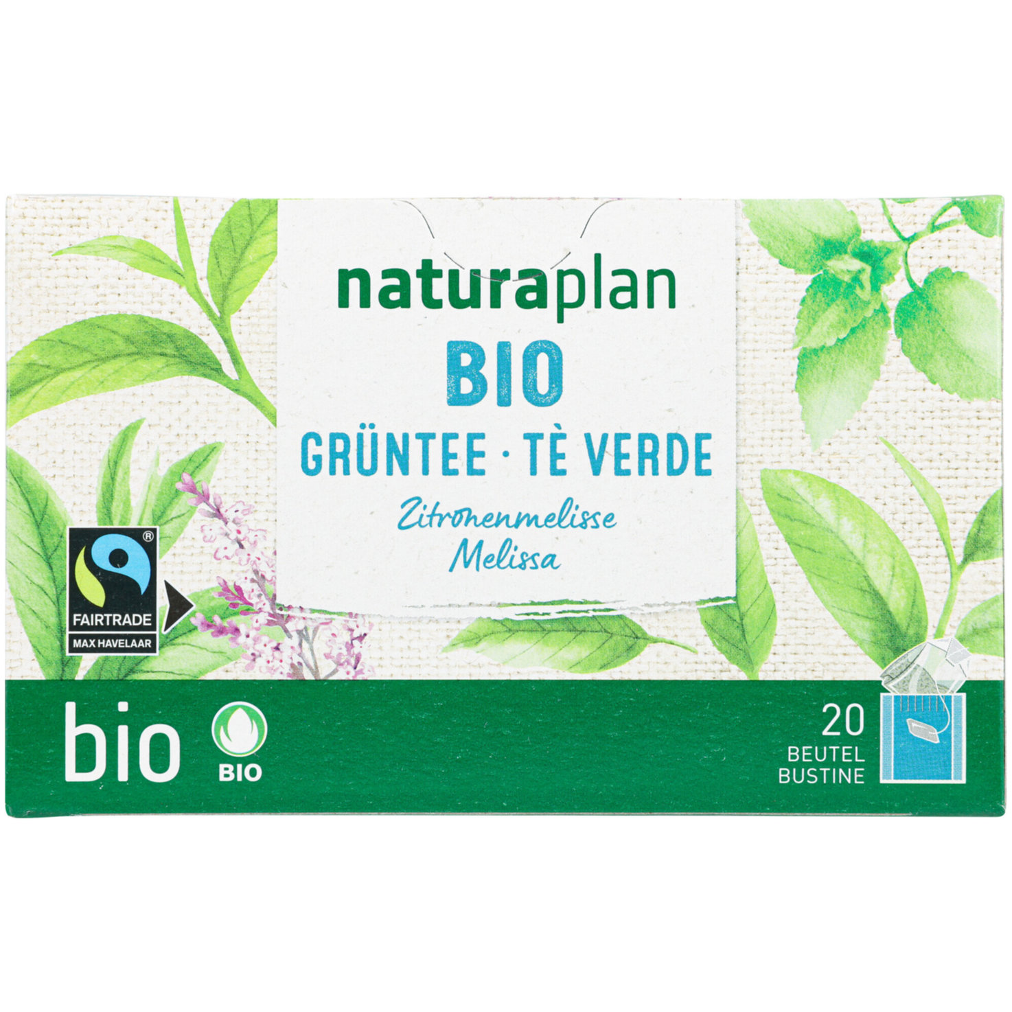 Naturaplan Bio Fairtrade Grüntee Melisse 20 Beutel