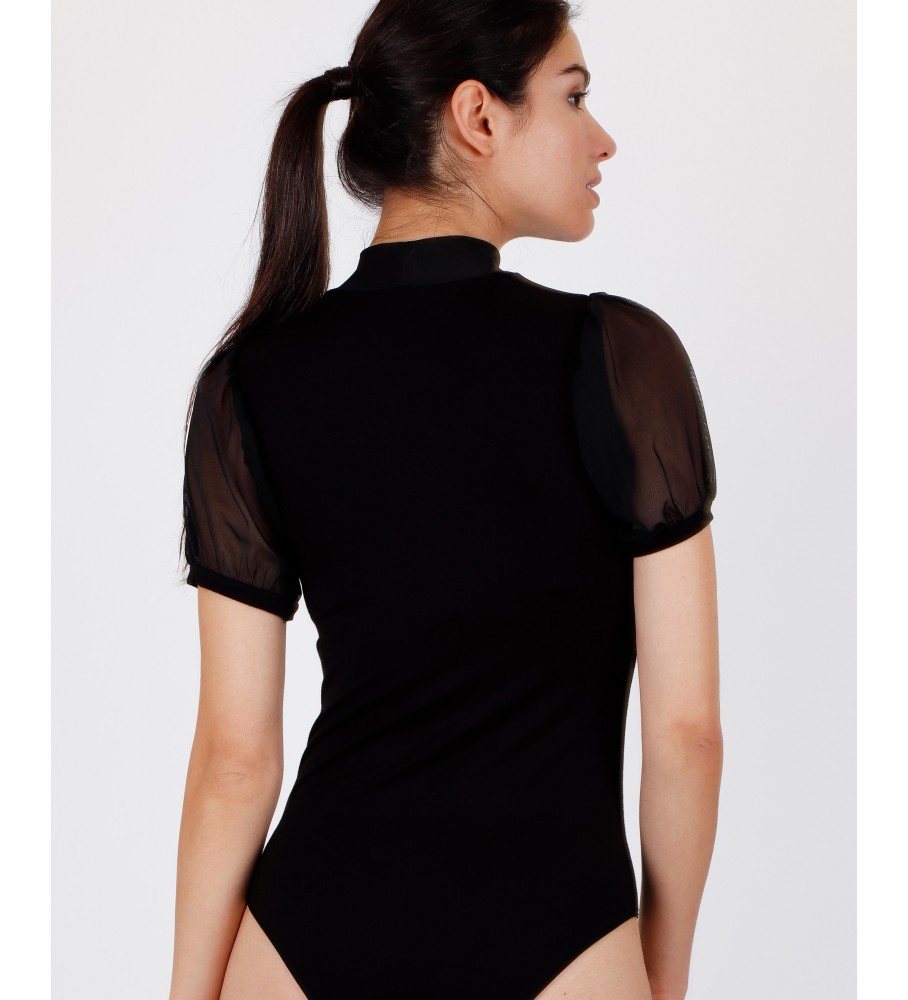Body preto com mangas bufantes da Admas