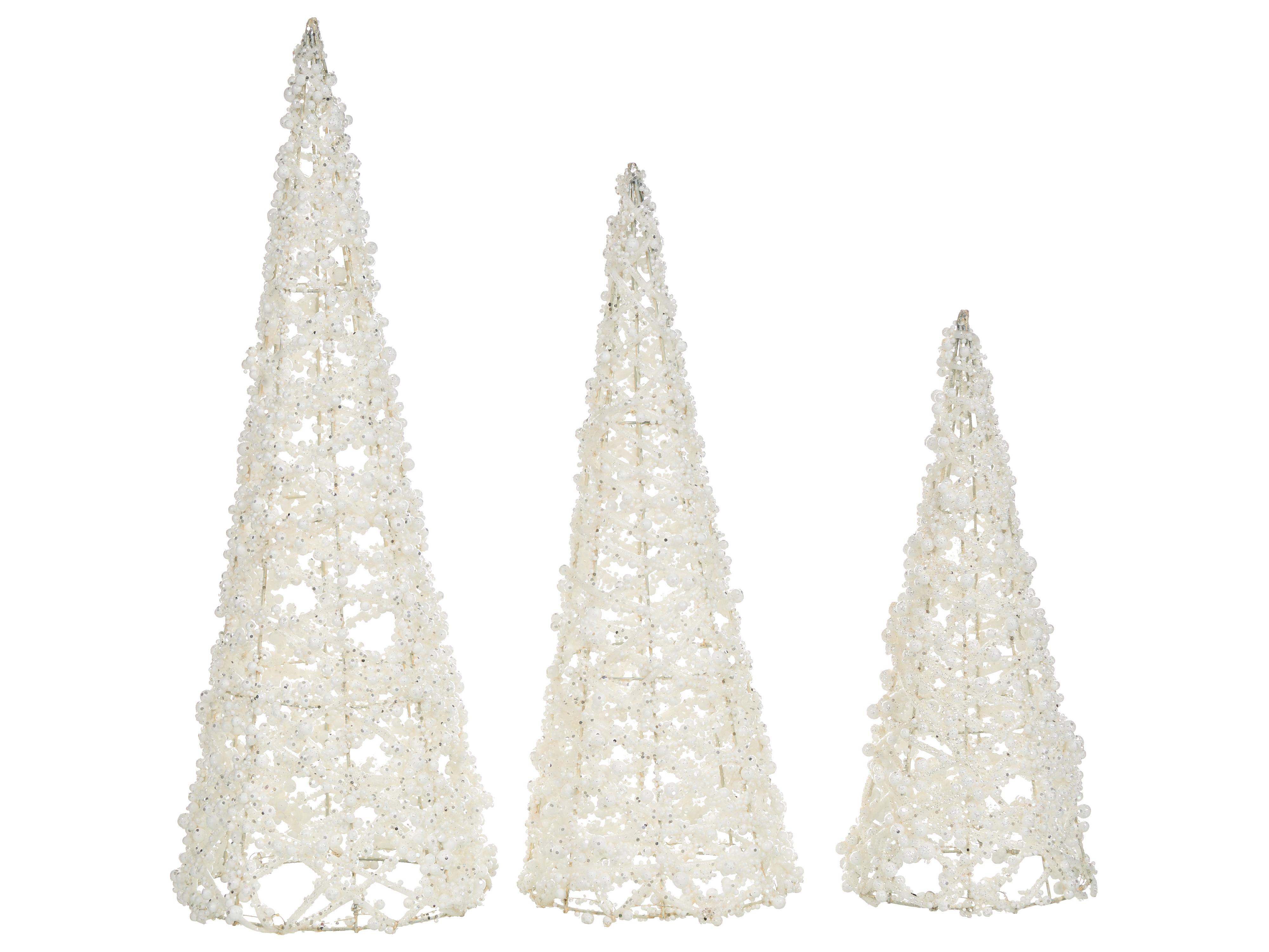 Set van 3 figuren ROSAN Kerstboom 40/50/60 cm Wit
