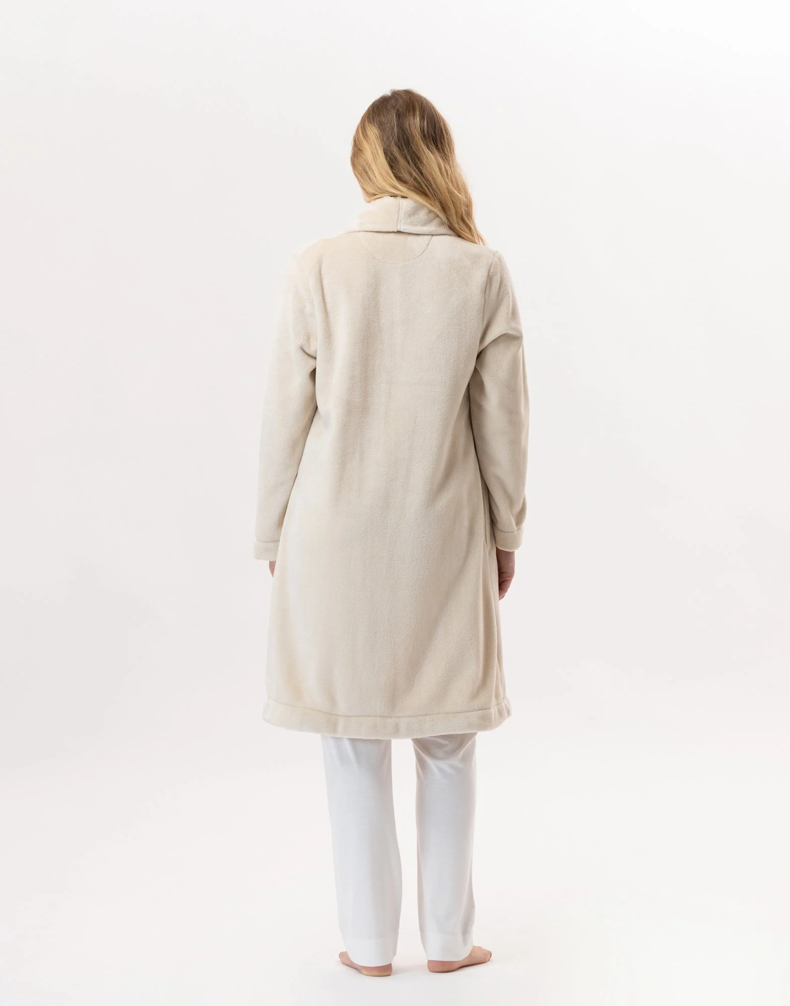 ESSENTIEL 855 - Robe de chambre en peluche flanelle | Beige