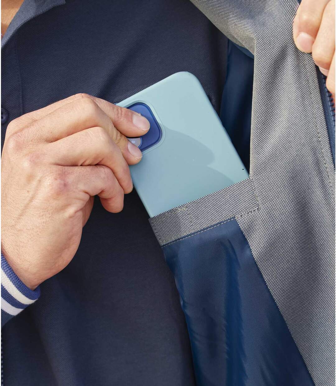 Blouson Microfibre Effet Chambray