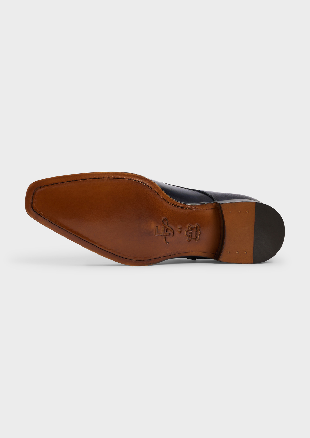 Chaussures à boucles en cuir lisse bleu marine
