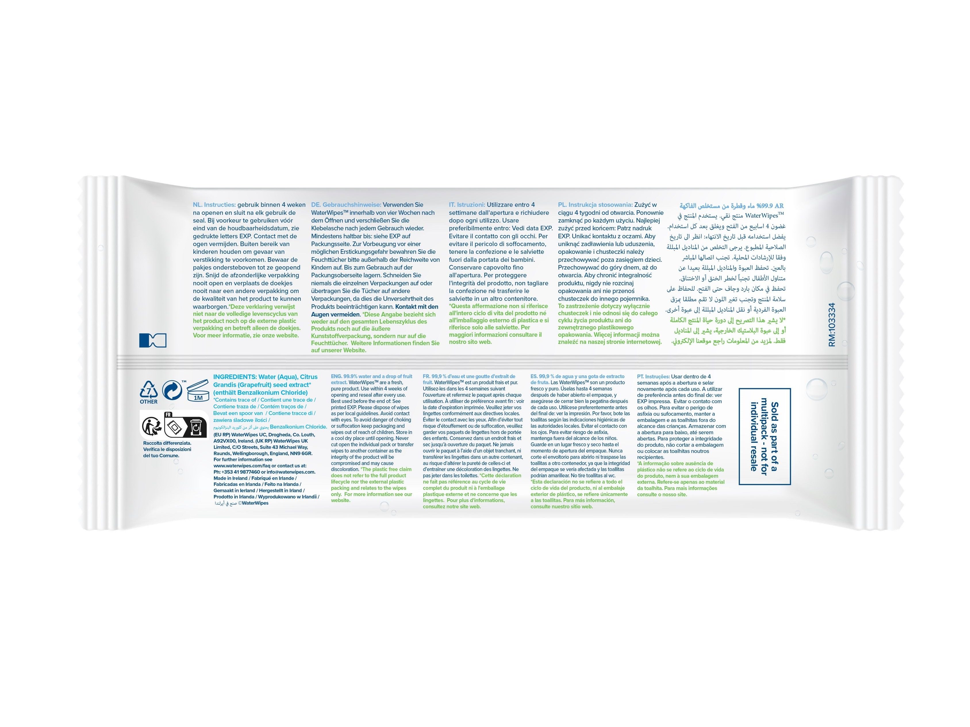 TOALHITAS WATERWIPES BIODEGRADÁVEIS 48 UNID