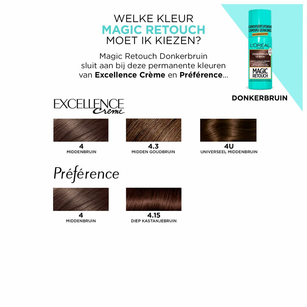L'Oréal Magic Retouch Uitgroeispray Donkerbruin75 ml