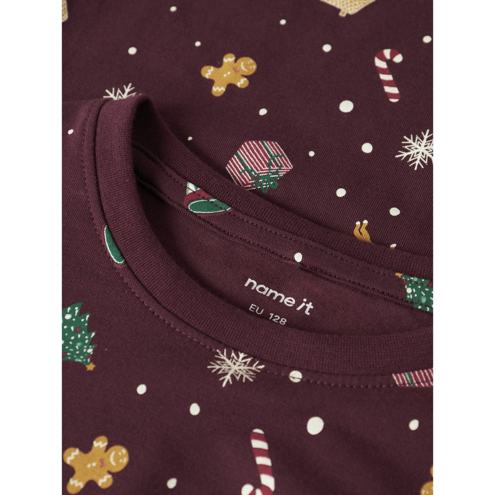 Køb Name It Jule Natsæt Burgundy Xmas AOP