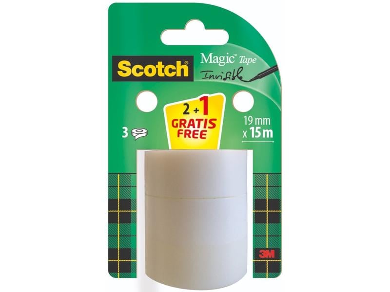 Scotch Klebeband Magic 19 mm x 15 m, 2 Rollen   1 Gratis Klebeband Scotch Magic