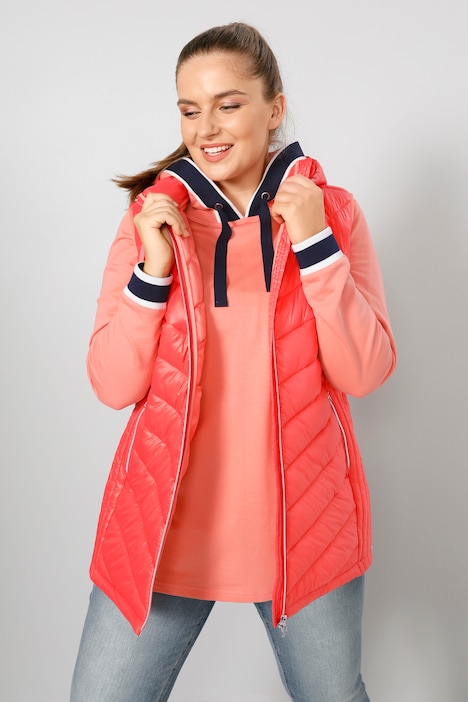 Steppweste, Classic Fit, abzippbare Kapuze, 2-Wege-Zipper