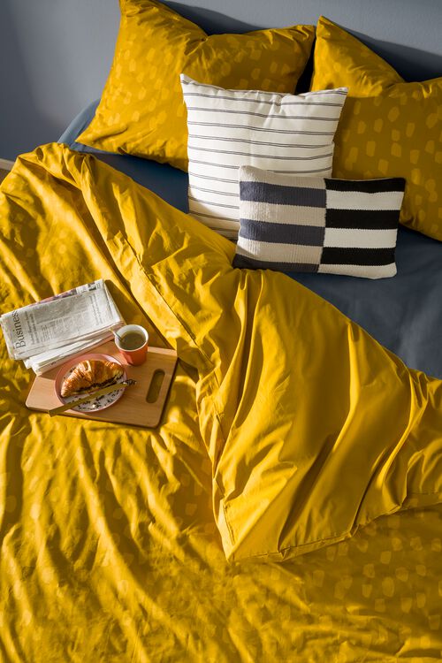 housse de couette en coton doux 200x200/220 pois jaune
