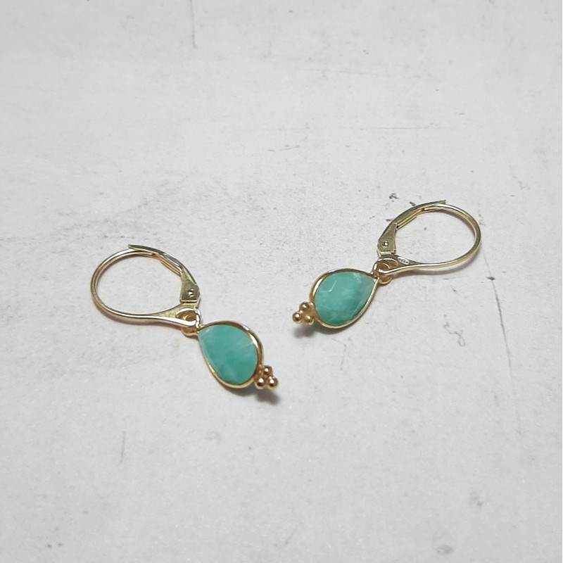 Boucles D'Oreilles Gaïa Amazonite Argent 925 Doré