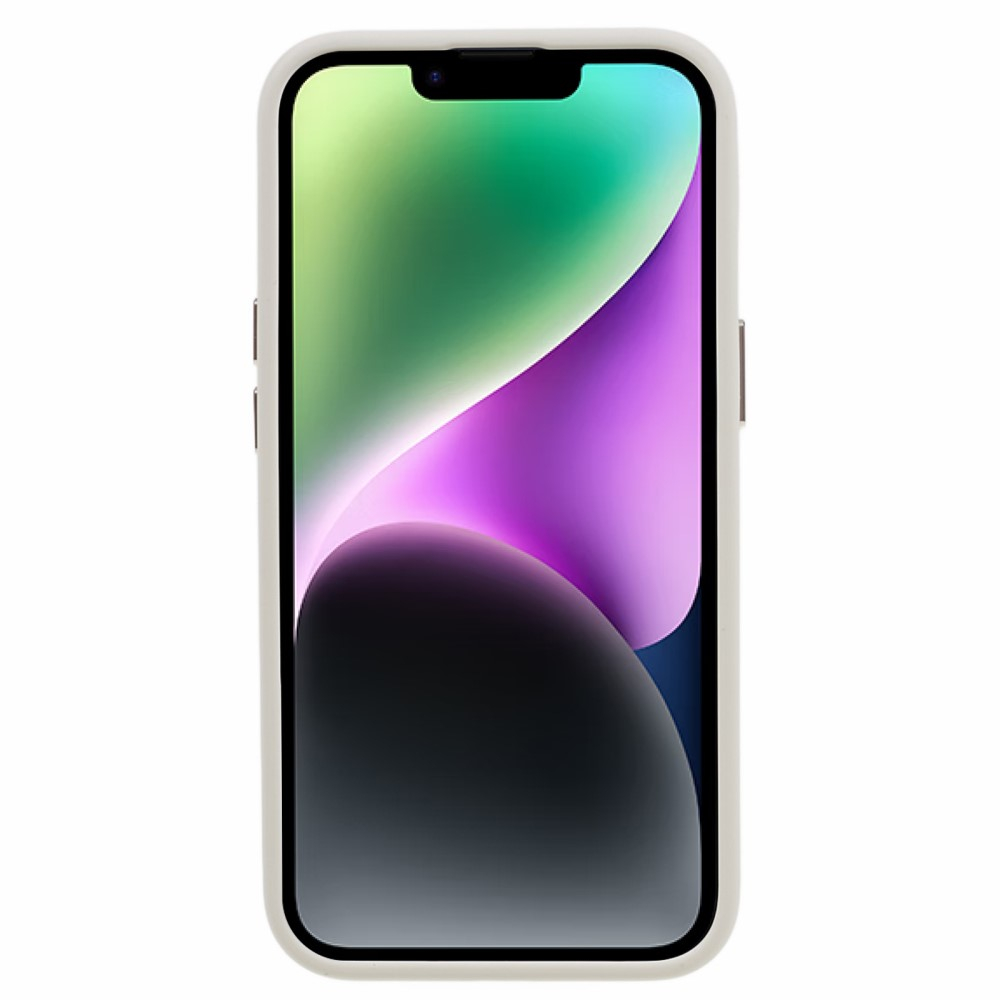 iPhone 15 Silikon Hardcase Hülle mit Alu Kamerarahmen - Weiss