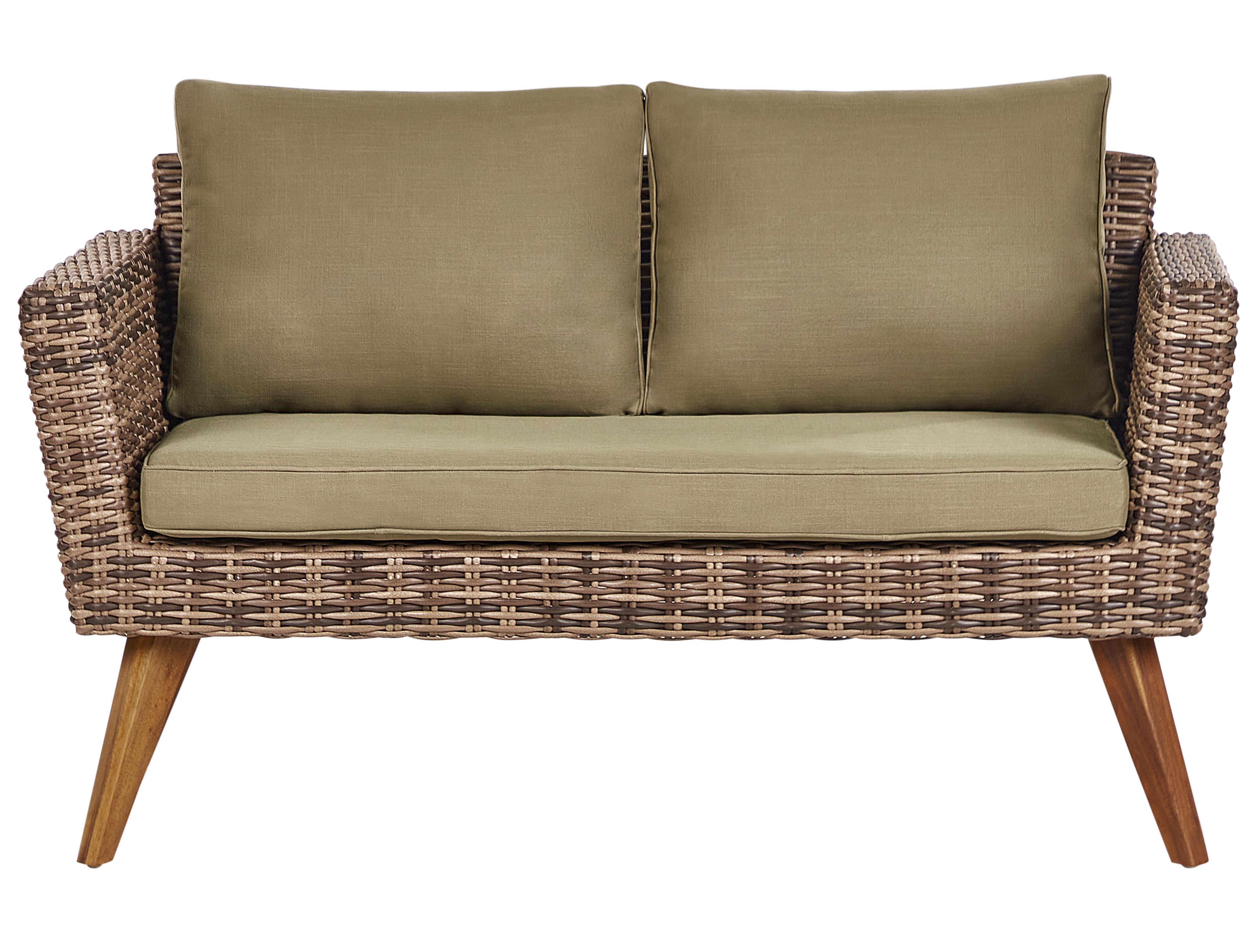 Loungeset met tafel 4-zits VITTORIA PE rotan Olijfgroen
