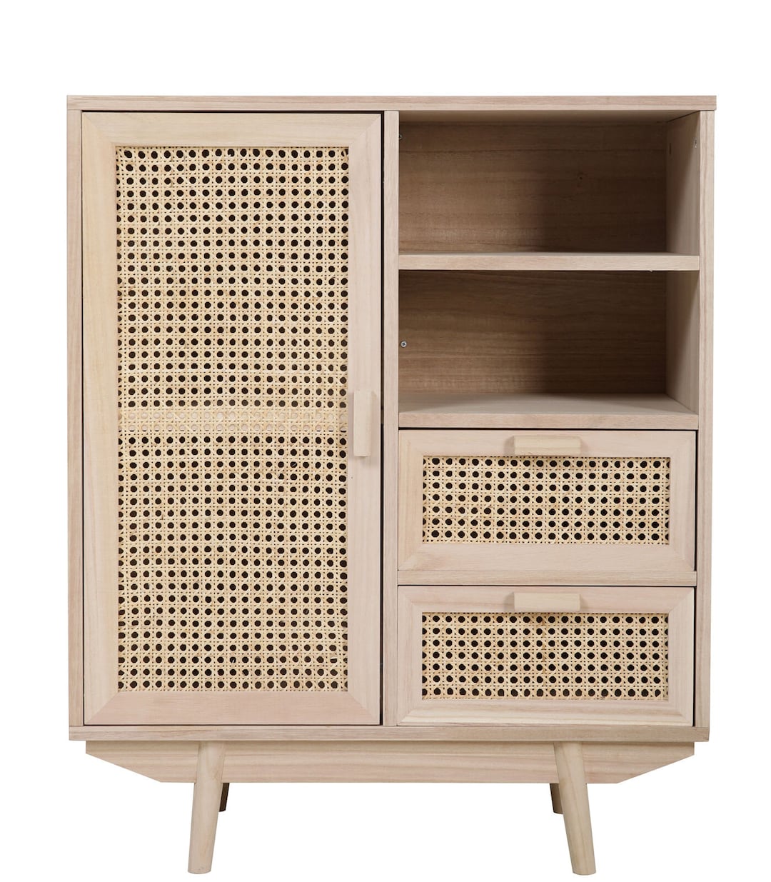Highboard 70 x 85 cm Braun/ Rattan