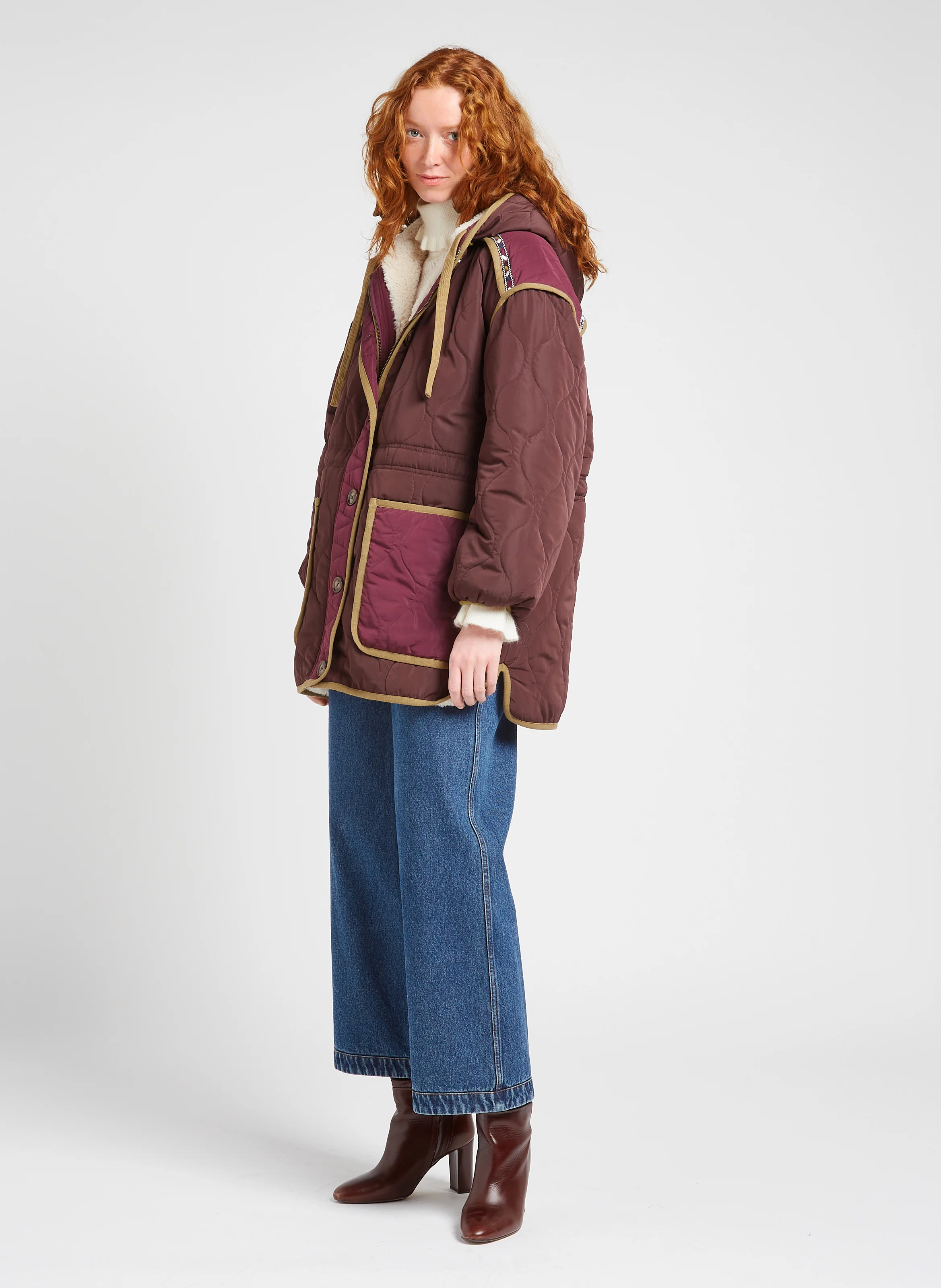 ALINA - Manteau matelassé à capuche| Violet