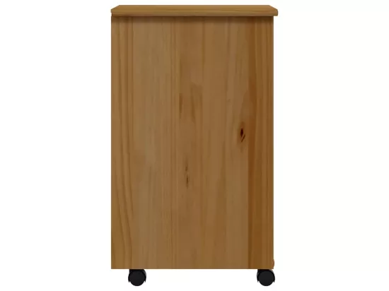 Armoire roulante avec tiroirs MOSS bois de pin marron miel