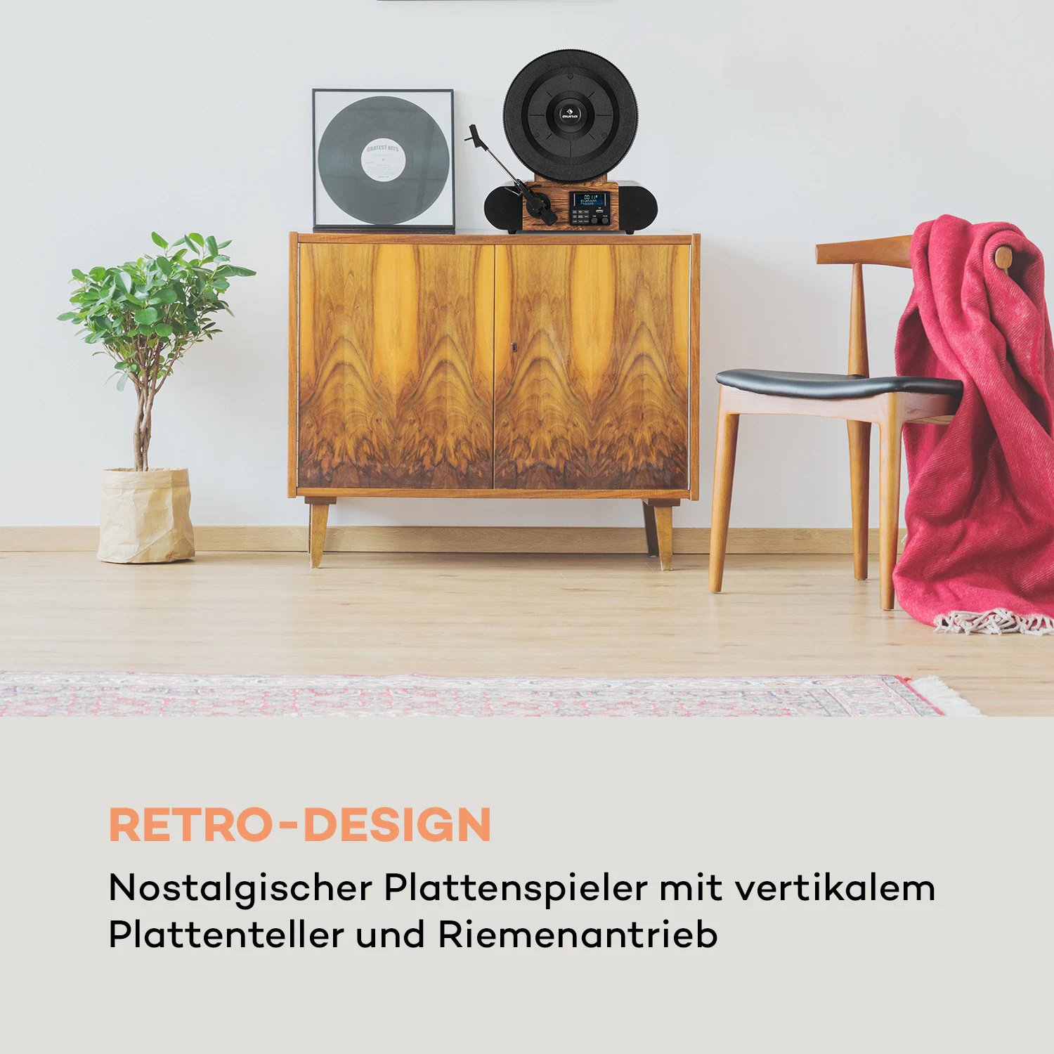 Verticalo SE DAB Retro-Plattenspieler DAB+ UKW-Tuner USB BT AUX holz