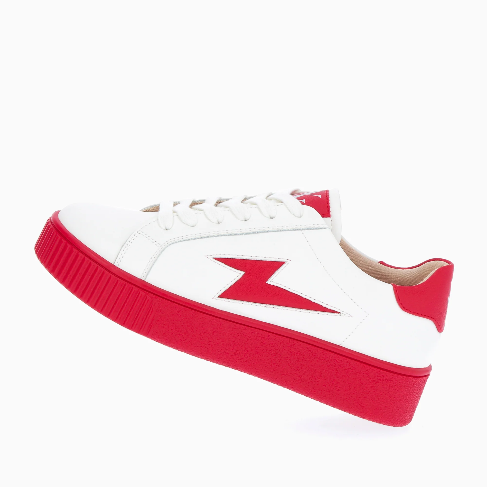 Sneakers-Baskets éclair Melany blanches à semelle rouge
