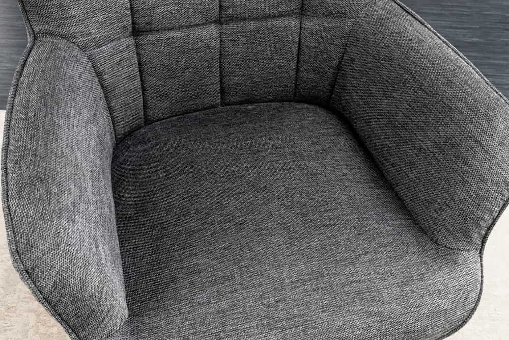 Moderner Sessel SCANDINAVIA grau Strukturstoff schwarze Metallbeine mit Armlehnen