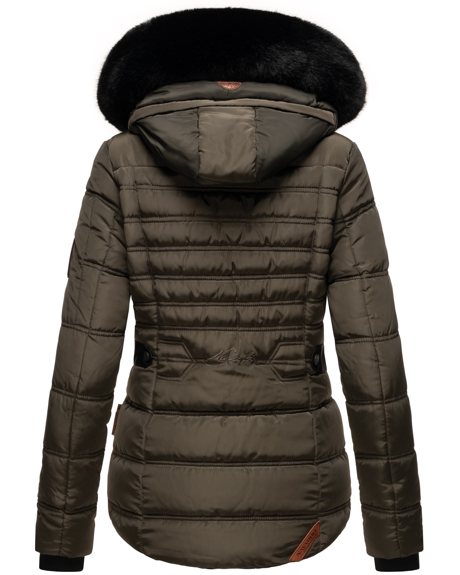 NAVAHOO Damen edler Winterjacke Kurzmantel mit abnehmbarem Kunstfellkragen Melikaa