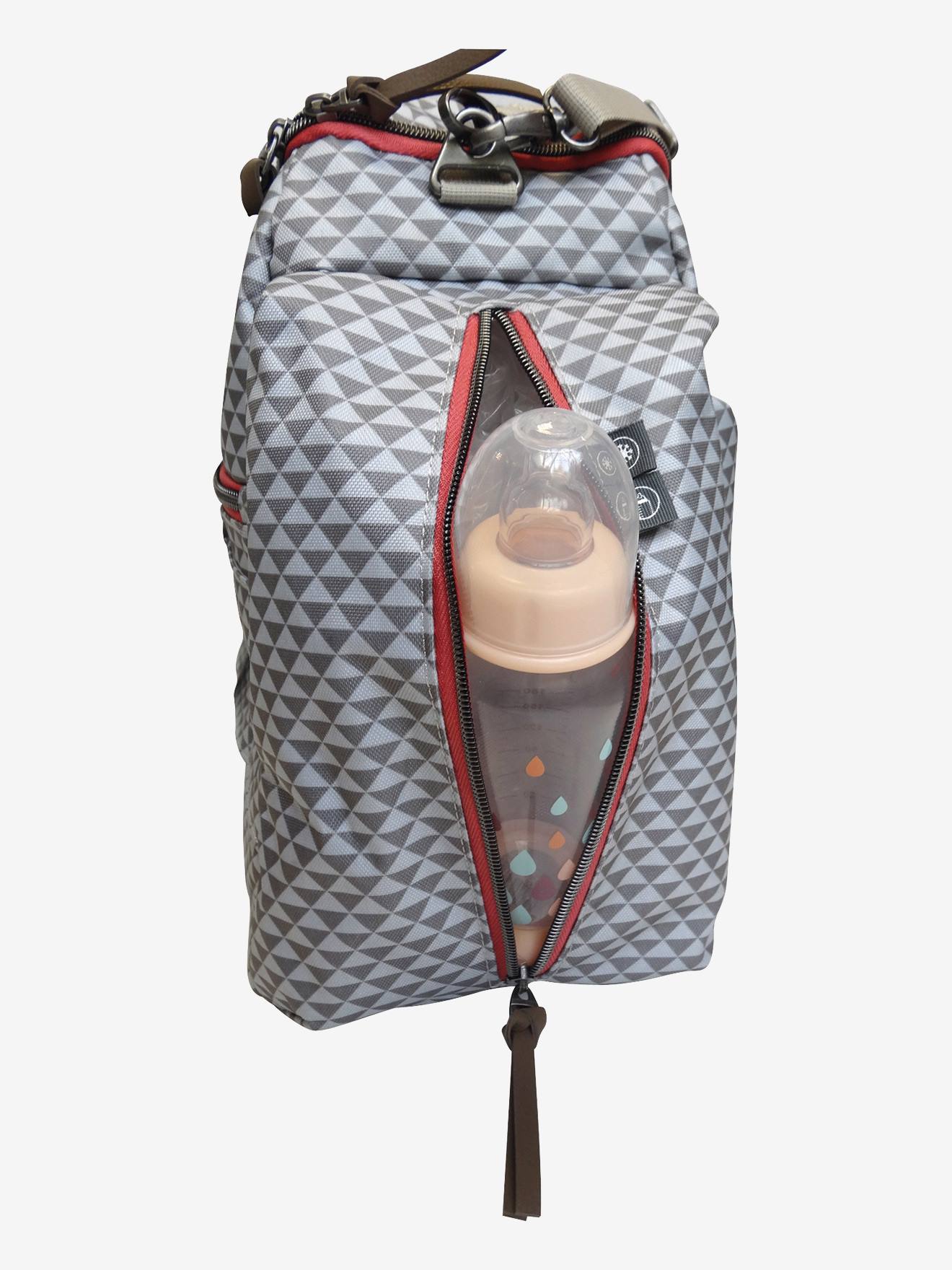 Bolsa de maternidade Sydney II BEABA, cinza claro com estampa.
