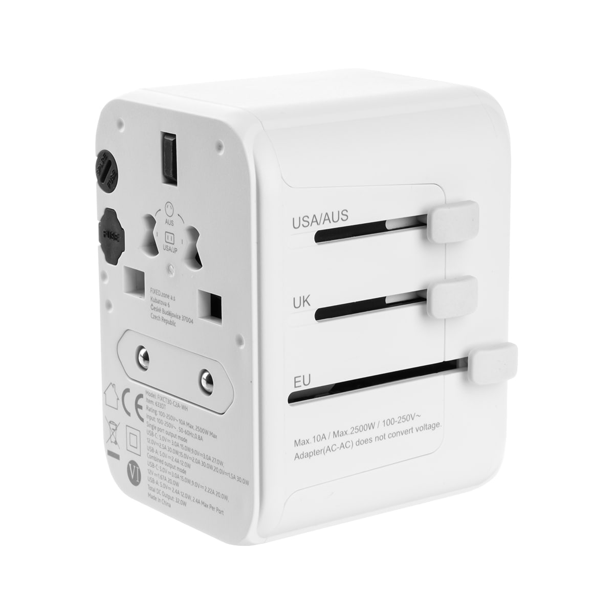 Fixed World 30W reiseadapter (hvit)