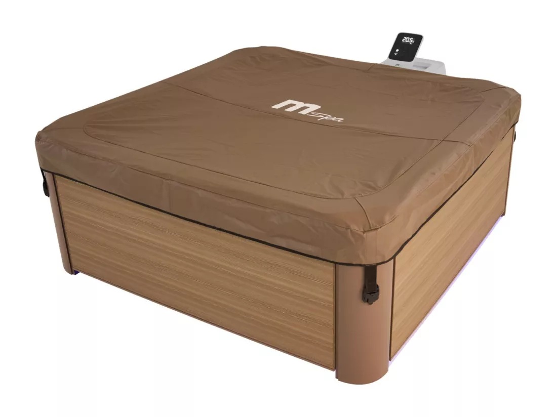 Spa rigide 6 places hydromassages. 4 coussins + 8 filtres. OSLO AMBER. beige. L 160 x P 160 x H 65 cm