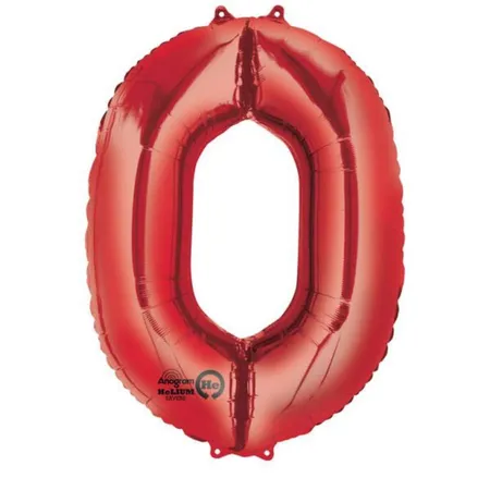 amscan SuperShape Folienballon - Zahl 0, rot, 66 x 88 cm