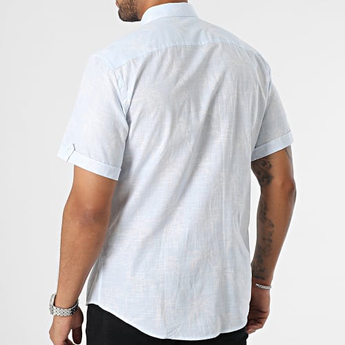 Chemise Manches Courtes Blanc Bleu Floral