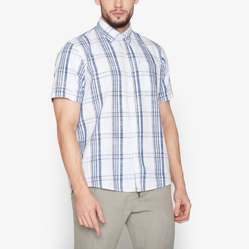 Signal Teis Check Slub Skjorte, Air Blue, XXL