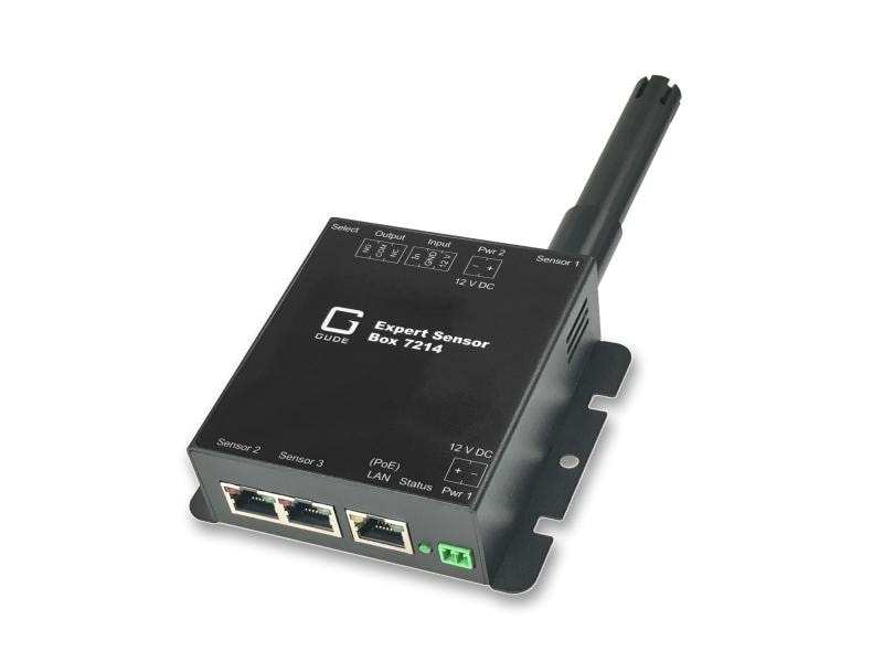 GUDE Sensor 7214-12 Expert Sensor Box Temp-H Netzwerk Temperatur- und Luftfeuchte-Sensor mit IO Überwachung