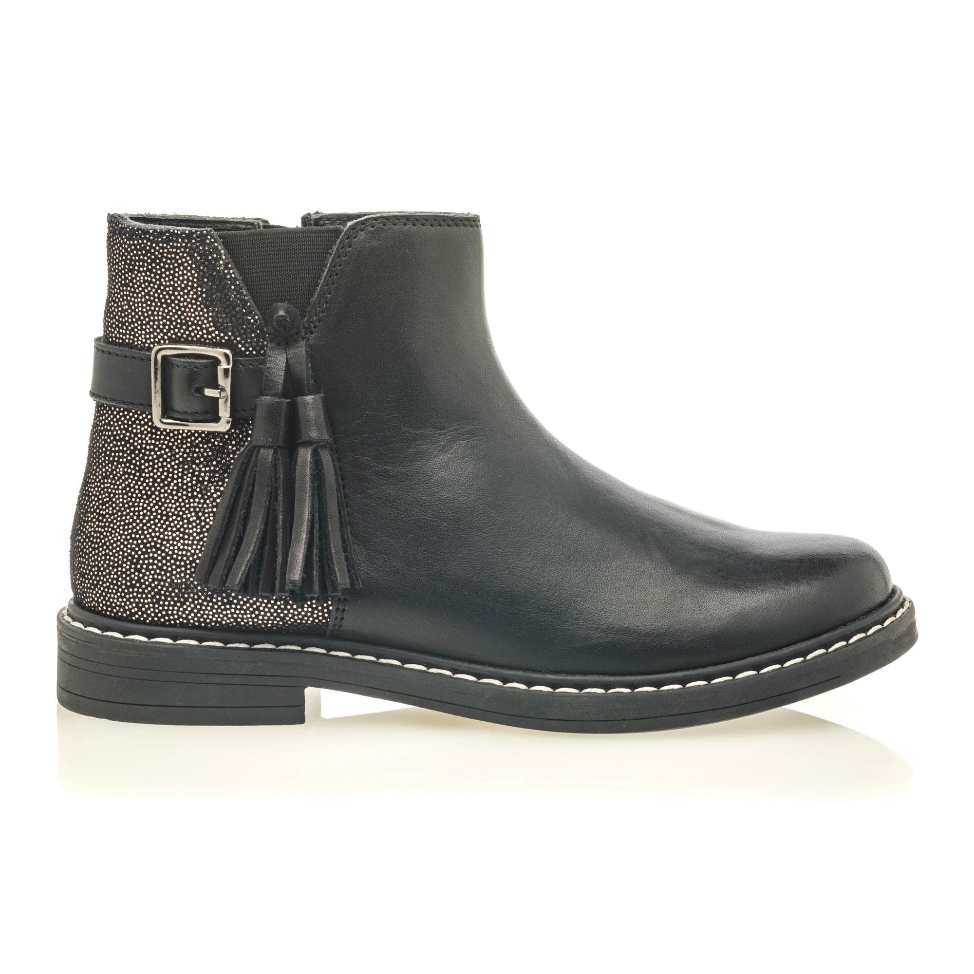 Bottines Fille en cuir noir