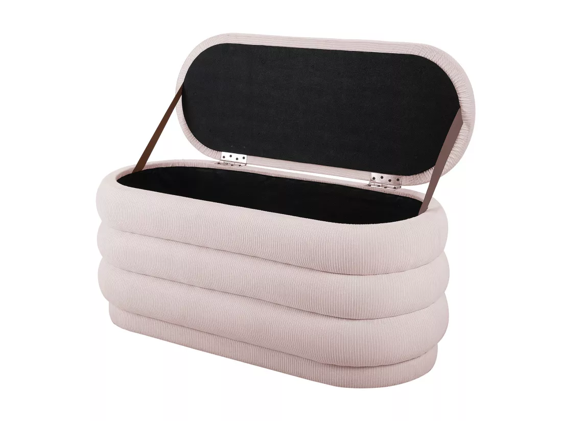 Banc coffre - Velours côtelé - Crème - ECAMBI