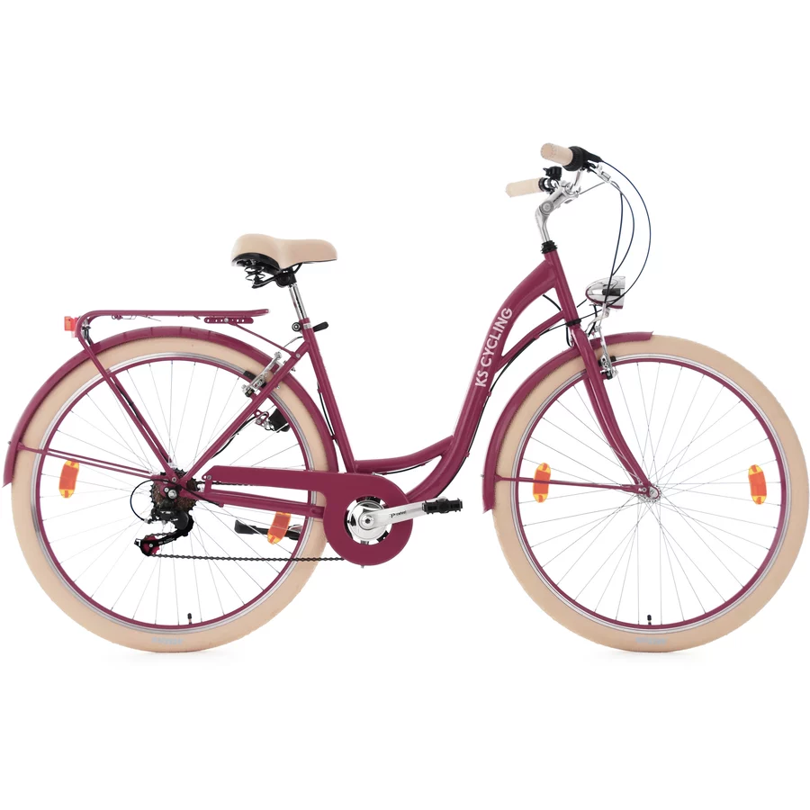 KS Cycling Damenfahrrad Cityrad 6-Gänge Balloon 28 Zoll Rot