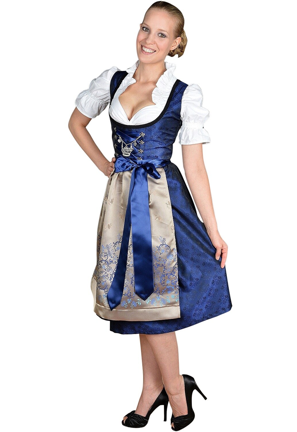 Midi Dirndl 2-teilig Royalblau