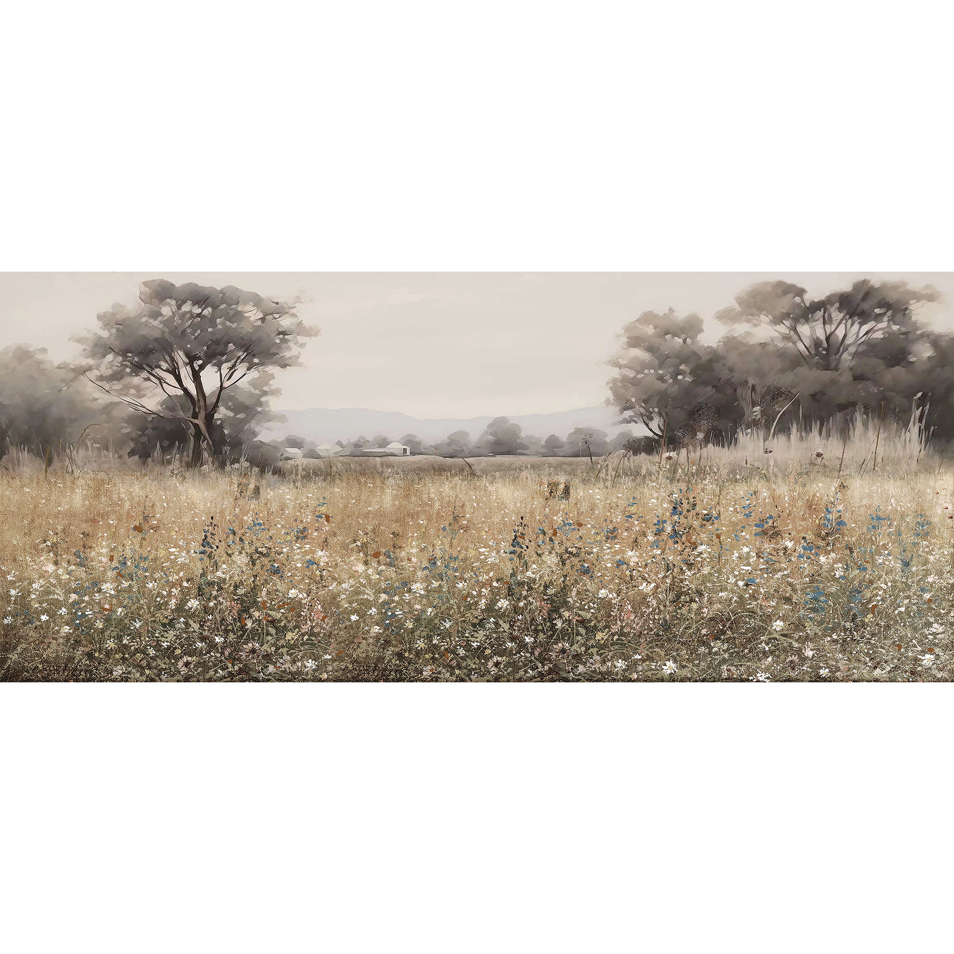 Ölgemälde - grau-beige - Landschaft - 140x60 cm