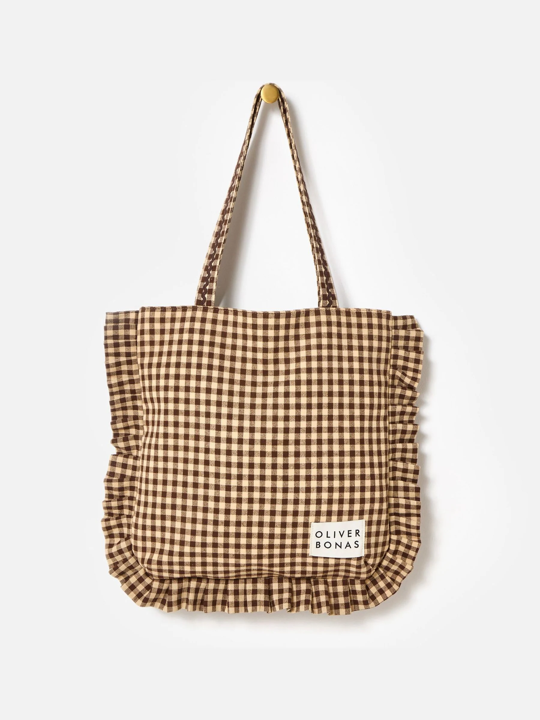 Oliver Bonas Gingham Ruffle Tote Bag