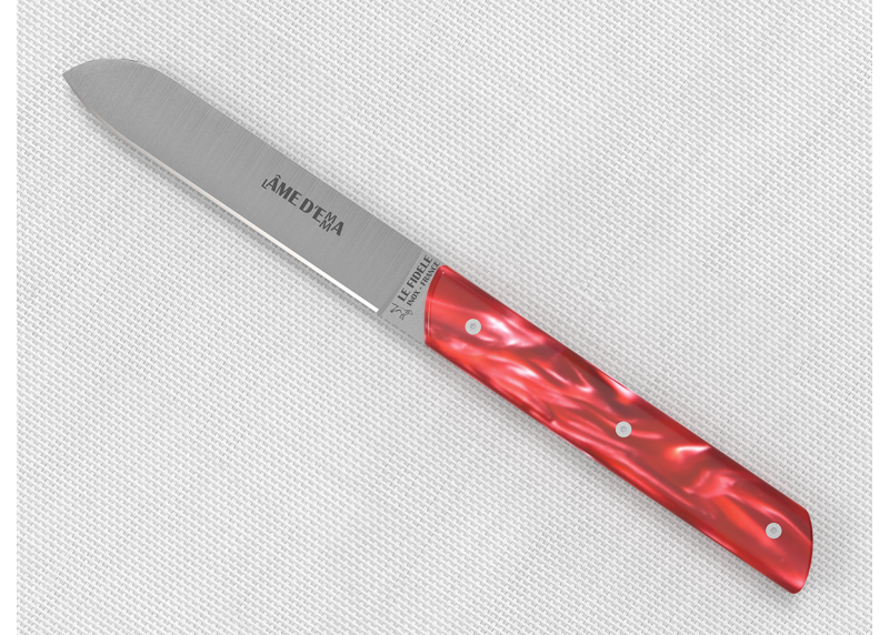 Service de 6 couteaux de table avec un manche en Madreperlato Rouge et lame en acier inoxidable
