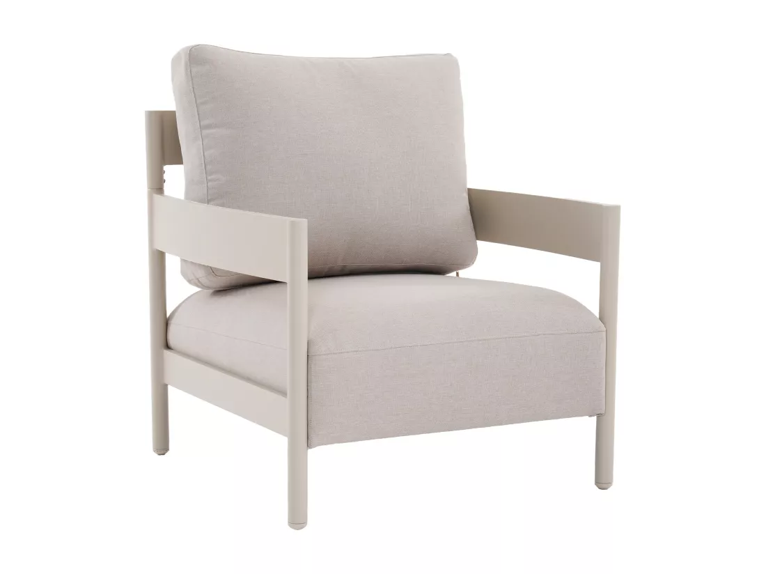 Salon de jardin en aluminium : un canapé 2 places, 2 fauteuils et 2 tables basses - Beige - LOMAM de MYLIA