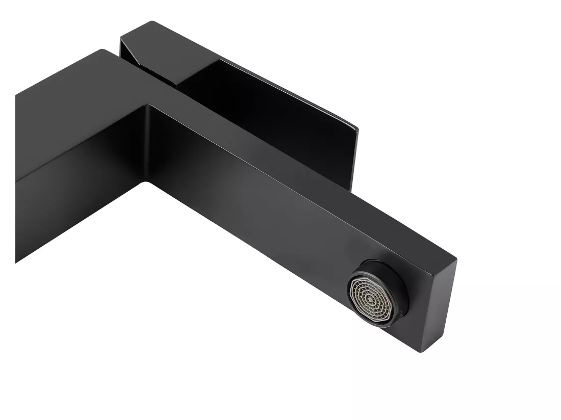 Robinet mitigeur mécanique carré en inox brossé - Noir mat - H31 cm - CANILAS