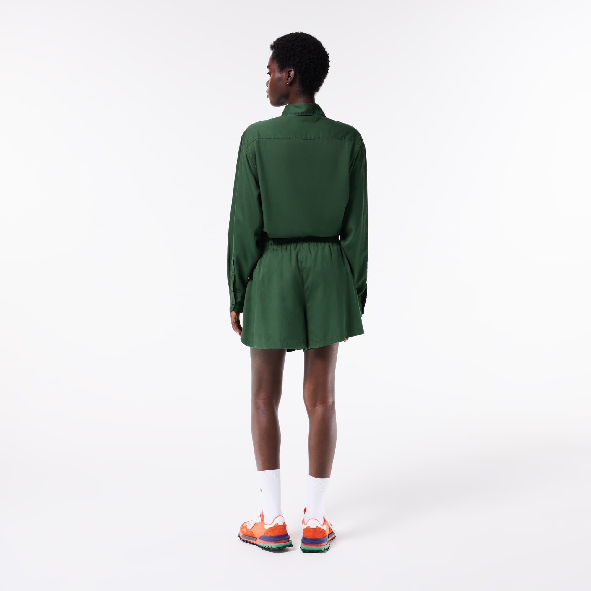 Short fluide en lyocell Shorts - Vert - Lacoste - Femme