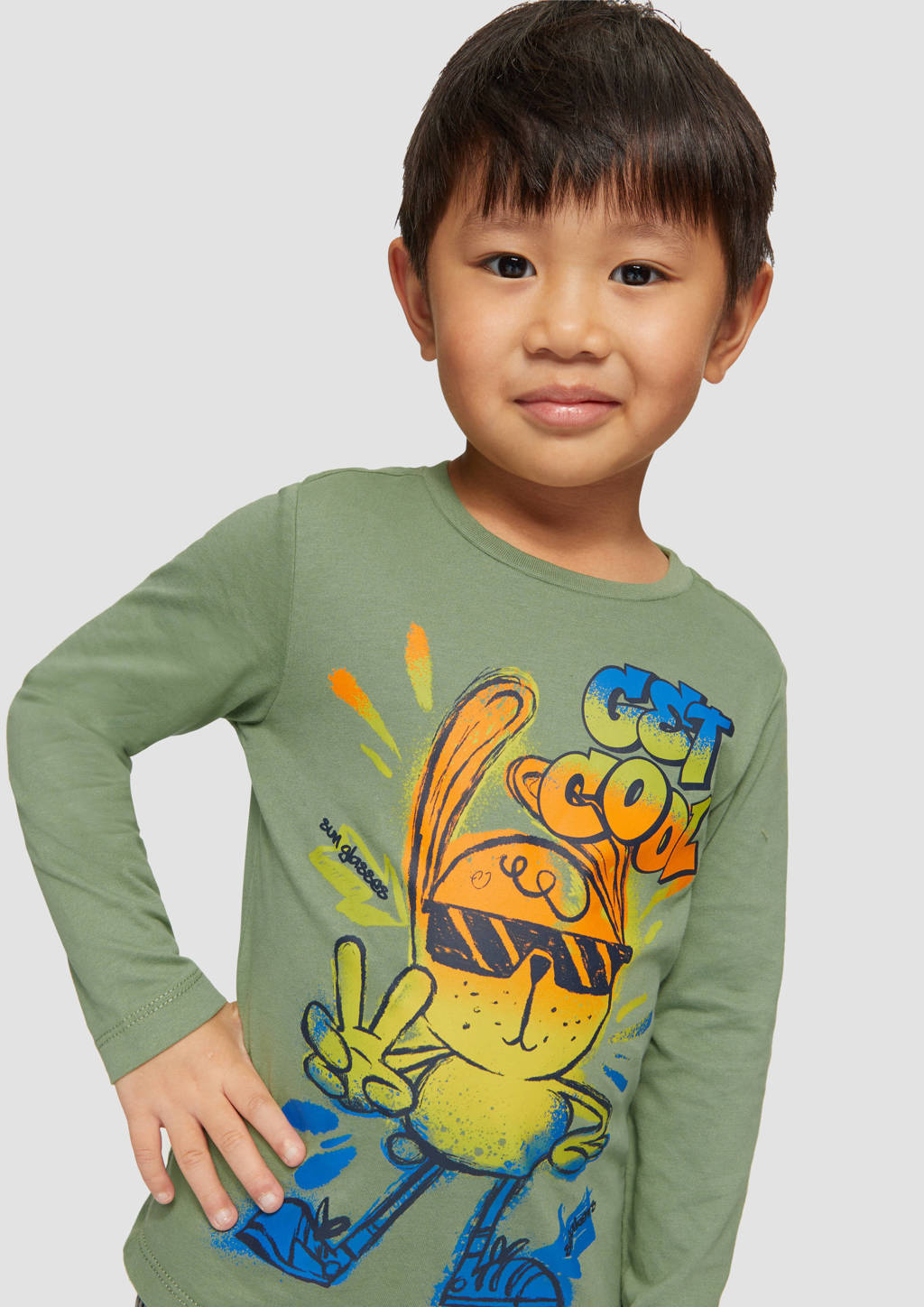 s.Oliver longsleeve met printopdruk groen