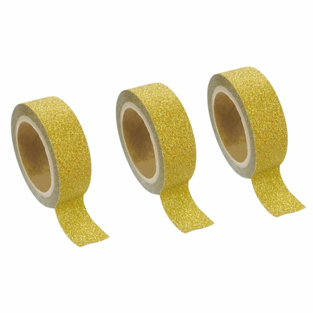 3 masking tapes à paillettes 1,5 cm x 5 m - doré