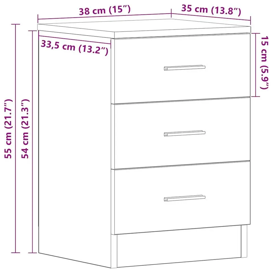 vidaXL - Nachtkastje - Bruin - Bewerkt hout - 2 stuks