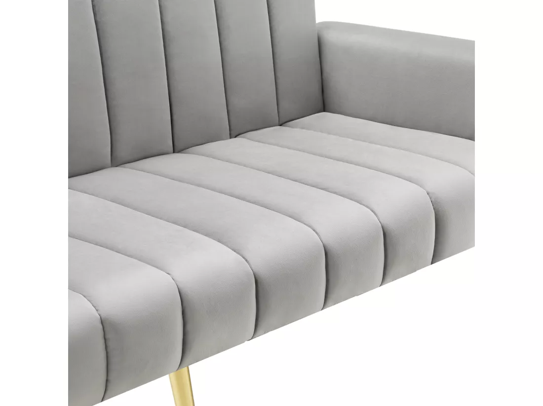 Canapé 3 palces conertible clic-clac en tissu velours - Gris